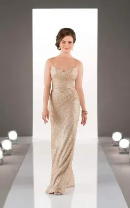 Sorella Vita 8884 Shoestring Floor Length Gown Gold Size 10 for rent on The Volte - image 1