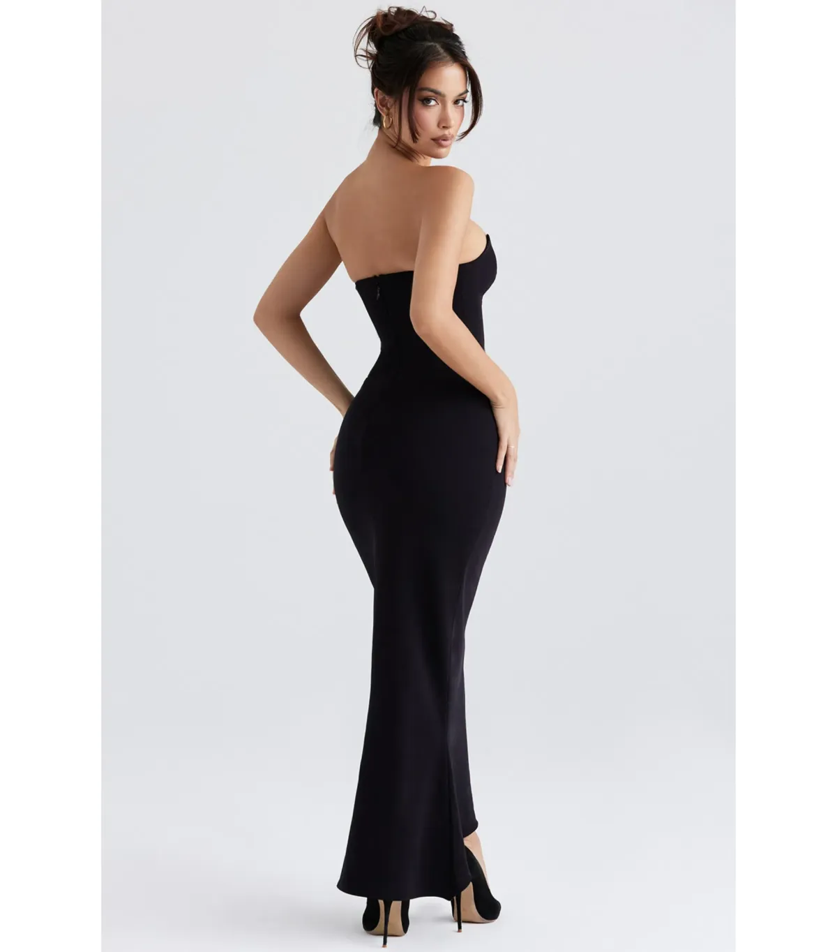 House Of Cb Sabine Crepe Strapless Corset Dress Black Size AU 8  - Image 4