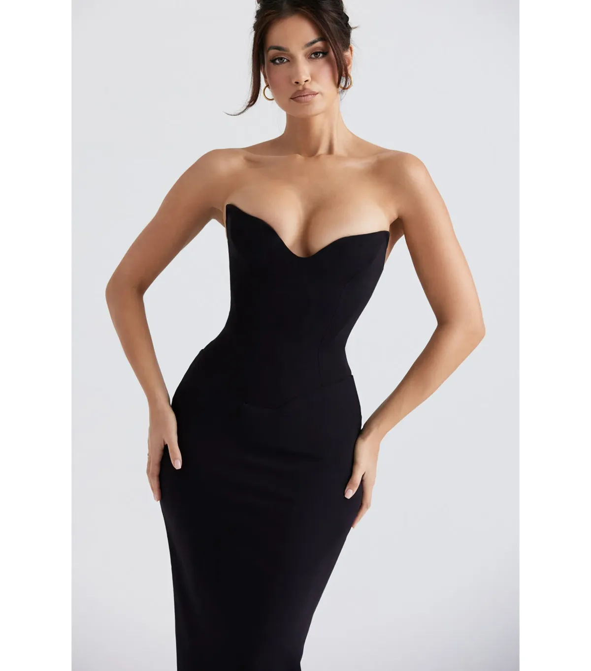 House Of Cb Sabine Crepe Strapless Corset Dress Black Size AU 8  - Image 3