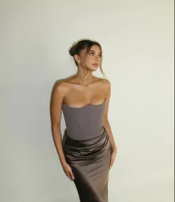 House Of CB Strapless Corset Maxi Dress Smoke Size AU 8 for rent on The Volte - image 4