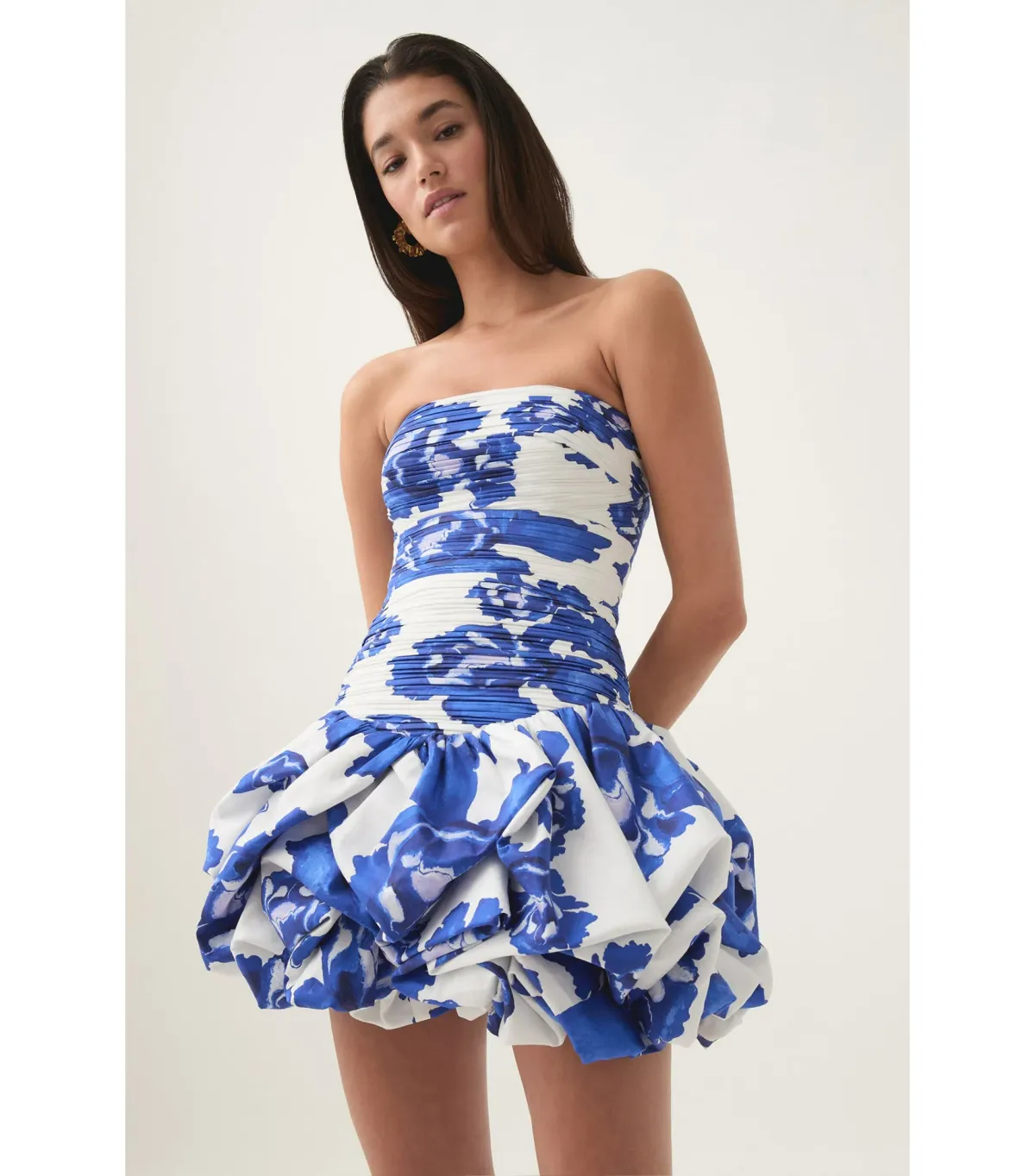 Aje Violette Bubble Hem Mini Dress Boldly Blooming Cobalt Size AU 4 - Image 2