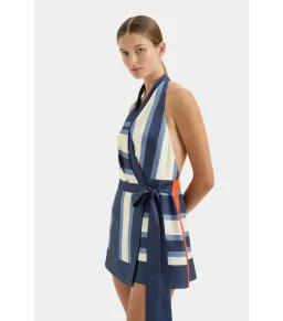 Sir the Label Dazed Wrap Halter Mini Dress Studio Print Size 2 / AU 10 for rent on The Volte - image 3