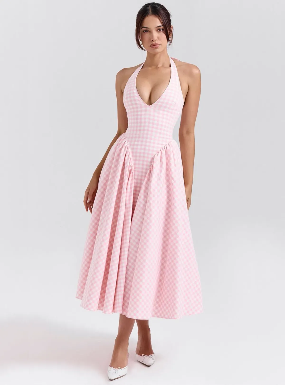 House of CB Marilyn Gingham Halter Midi Sundress Strawberry Shortcake Size S / AU 8 - Image 1