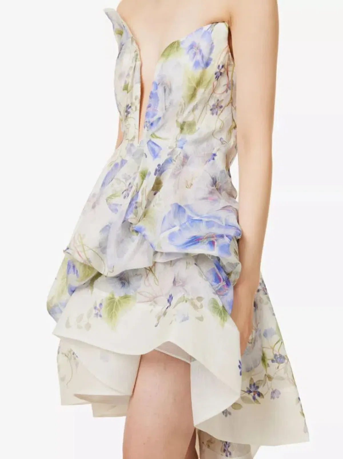 Zimmermann Natura Draped Mini Dress Blue Floral Size 0 / AU 8 - Image 4