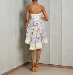 Zimmermann Natura Draped Mini Dress Blue Floral Size 0 / AU 8 for rent on The Volte - image 2