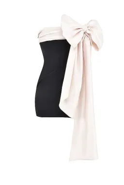 House of CB Jana Bow Mini Dress Black & Ivory Size M (AU 10) for rent on The Volte - image 7
