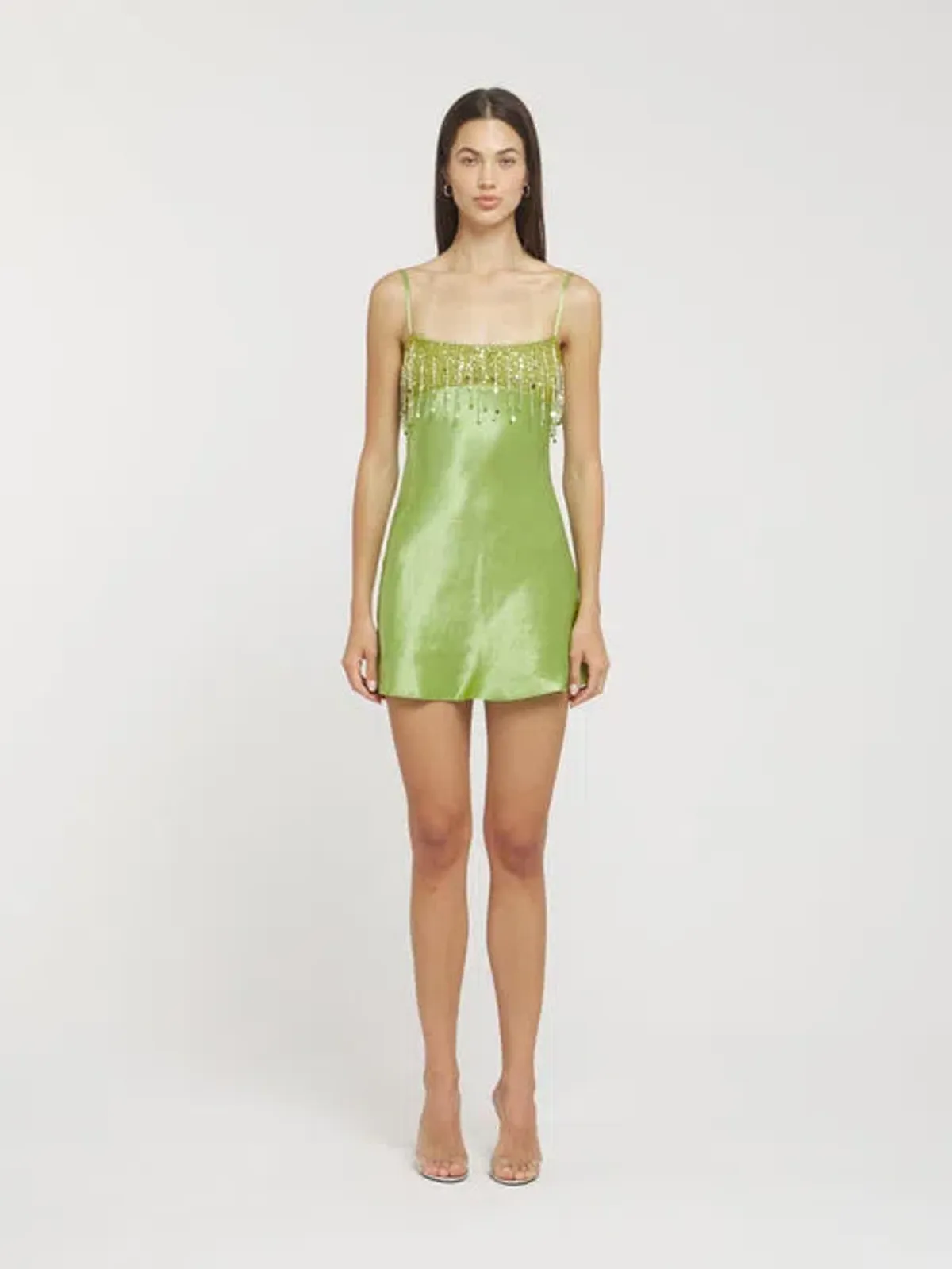 Asta Resort Yasmin Hand Beaded Mini Dress in Chartreuse Size Small / AU 8 - Image 1