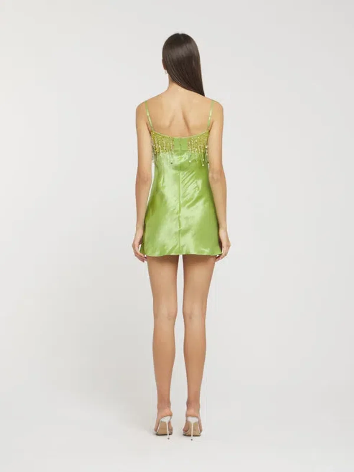 Asta Resort Yasmin Hand Beaded Mini Dress in Chartreuse Size Small / AU 8 - Image 3