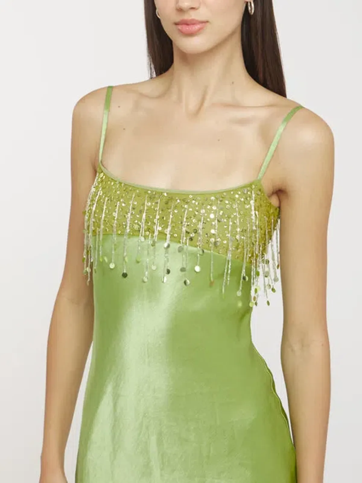 Asta Resort Yasmin Hand Beaded Mini Dress in Chartreuse Size Small / AU 8 - Image 2