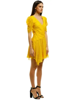 Bec & Bridge Hibiscus Golden Mini Dress in Yellow Size AU 6 for rent on The Volte - image 2