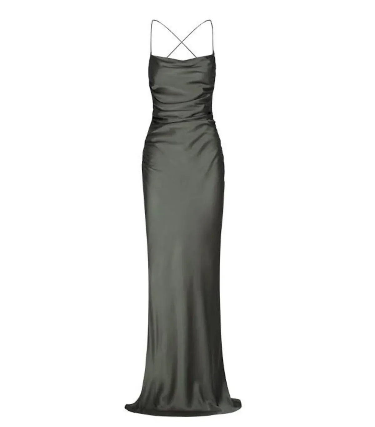 Shona Joy La Lune Lace Back Maxi Dress Olive Size AU 8 - Image 4