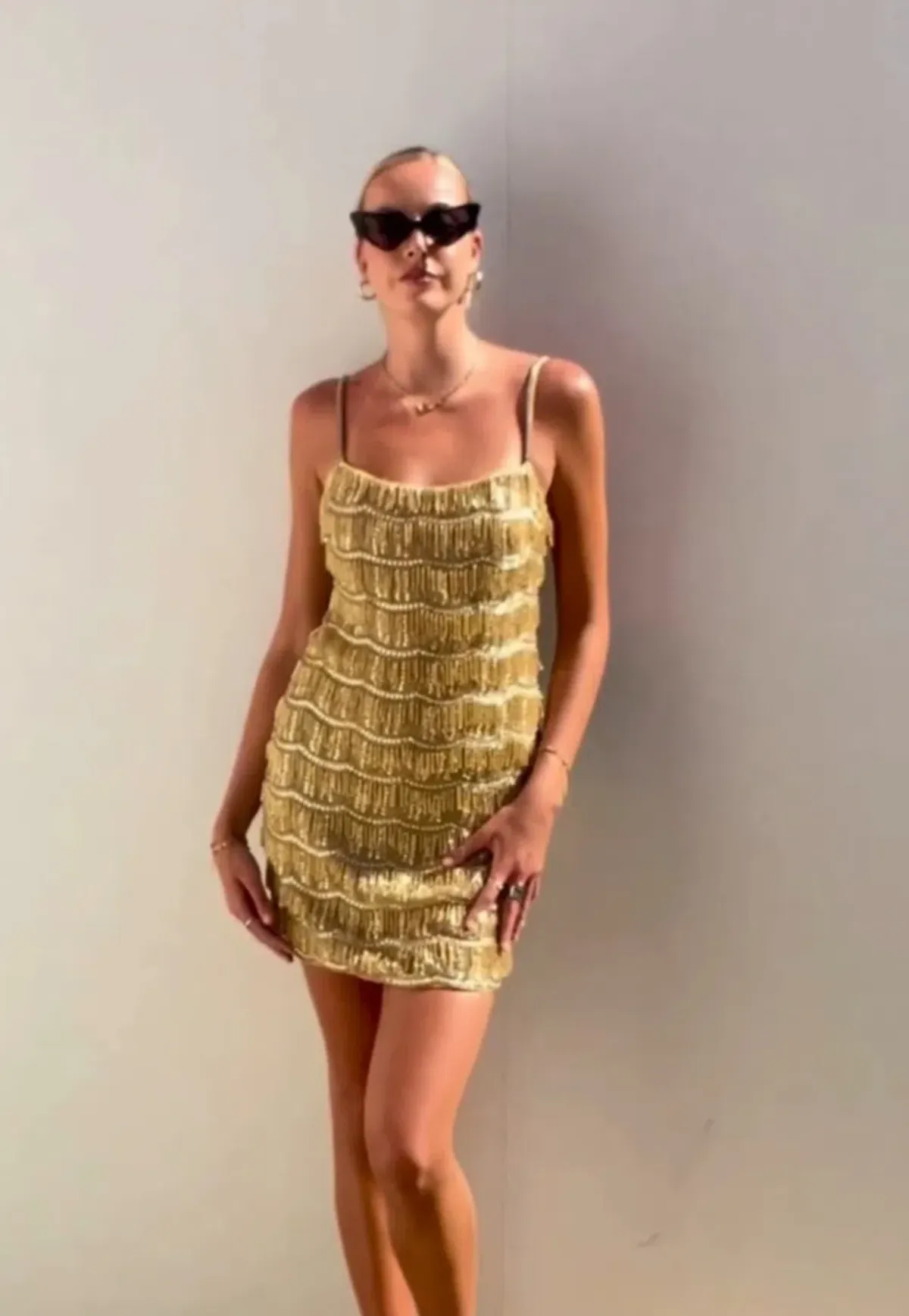 Rachel Gilbert Sadie Mini Dress Gold Size 2 / AU 10 - Image 2