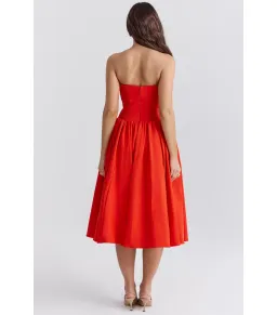 House Of CB Elizabeth Strapless Midi Sundress Italian Tomato Size XS / AU 6  for rent on The Volte - image 4