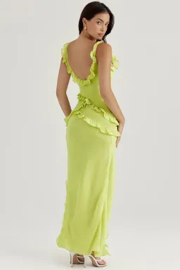 House of CB Pixie Ruffle Maxi Dress Lime Size XS / AU 6 for rent on The Volte - image 6