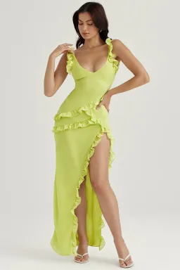 House of CB Pixie Ruffle Maxi Dress Lime Size XS / AU 6 for rent on The Volte - image 8