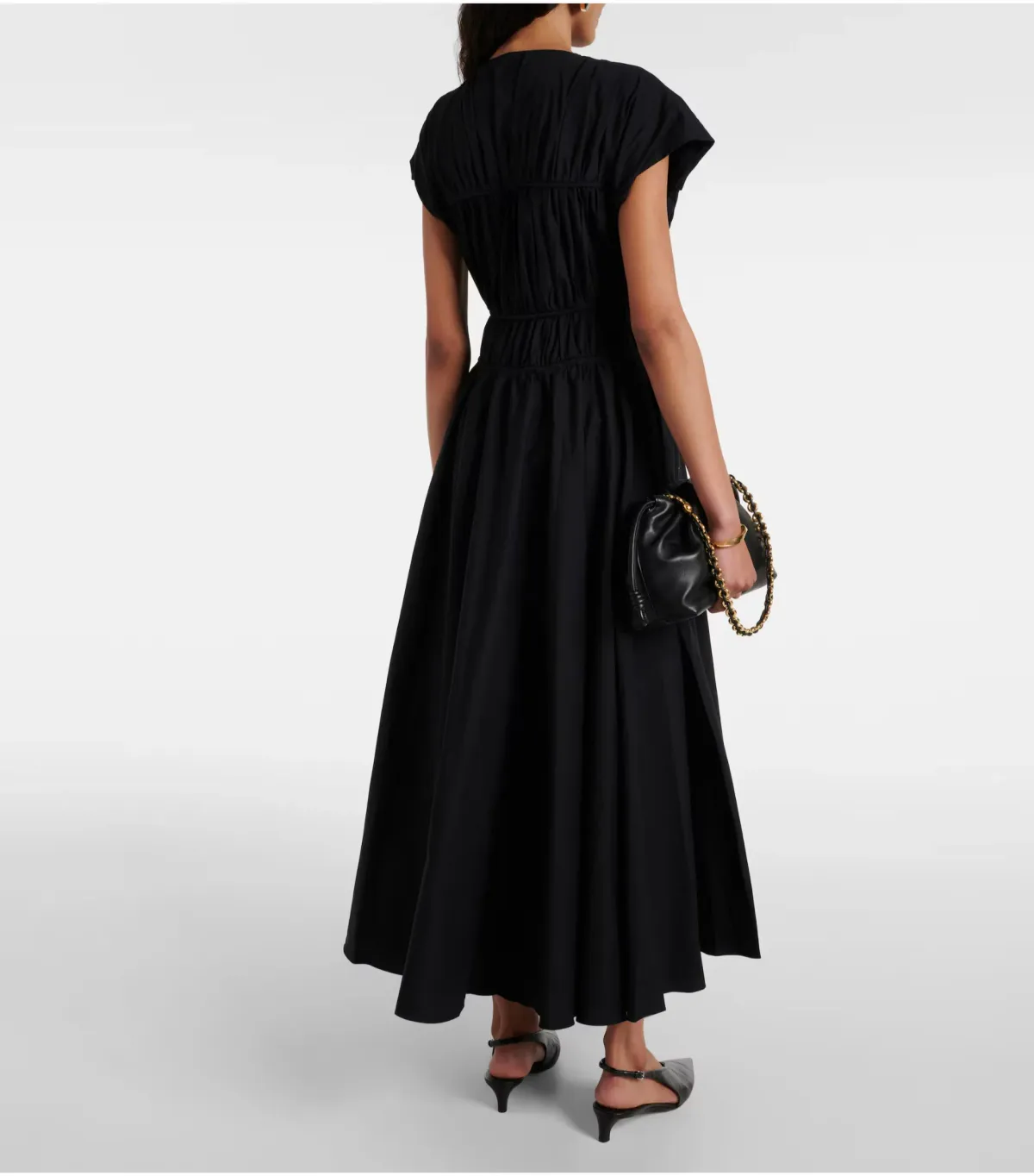 Tove Ceres Gathered Cotton Midi Dress Black Size AU 14 - Image 2
