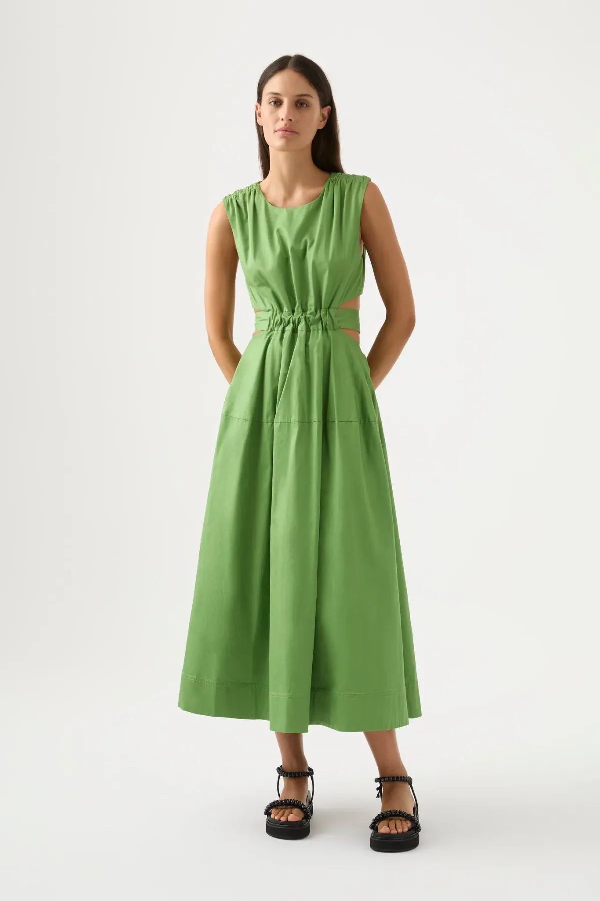 Aje Zorina Tie Midi Dress Fern Green Size 8 - Image 1