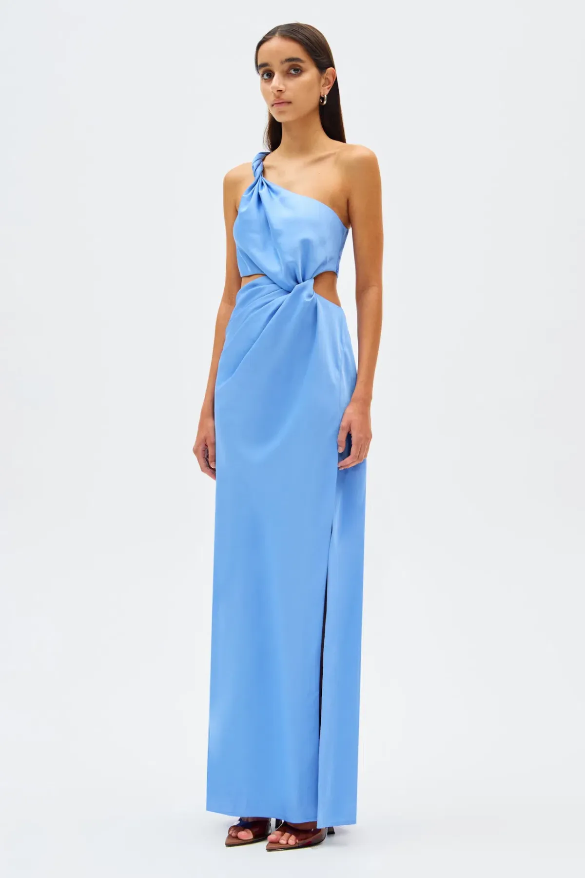 Misha Kristin Satin Gown in Cornflower Blue Size 8 - Image 2