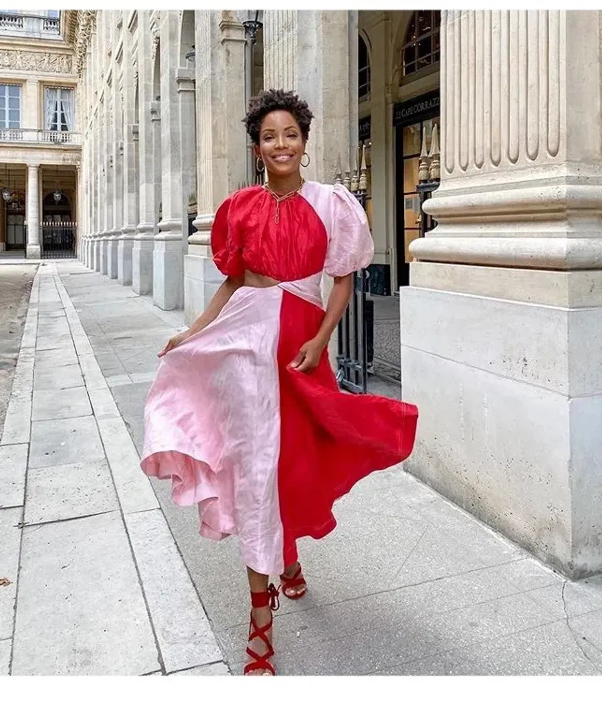 Aje Entwined Midi Dress Pink/Red Size 6 - Image 1