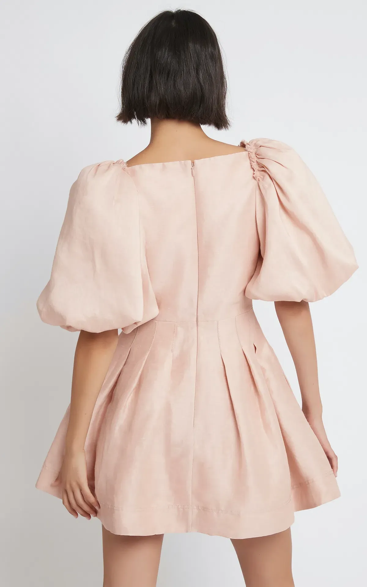 Aje Dusk Knot Puff Sleeve Mini Dress Blush Size 10 - Image 3