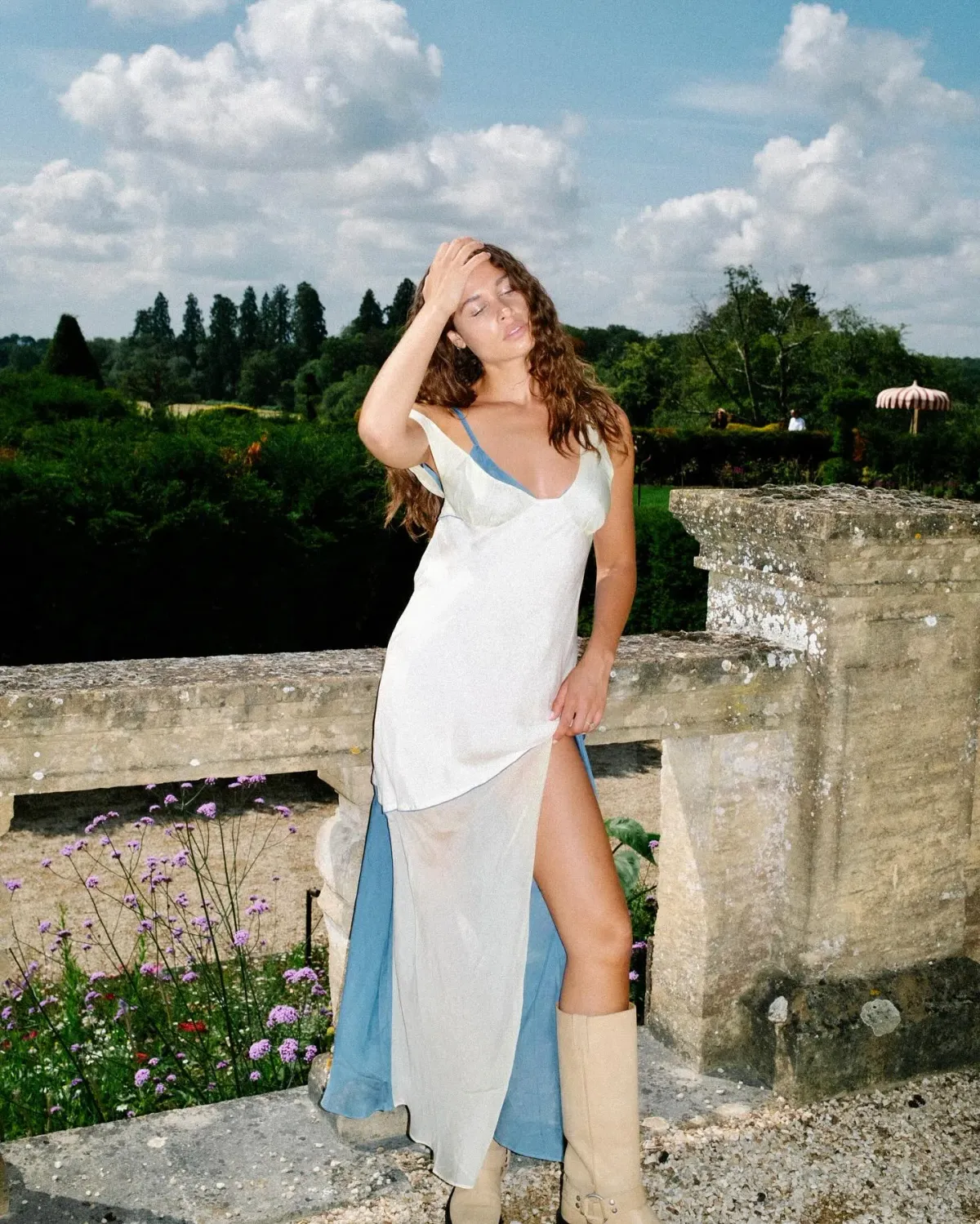 Sir the LabelThames Slip Midi Dress Ecru Multi Size 12 - Image 1