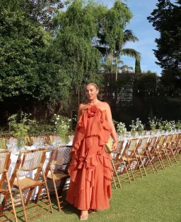 AJE Pandorea Layered Maxi Dress Coral Clay Size 10  for rent on The Volte - image 2