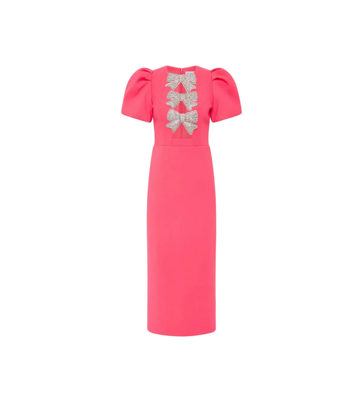 Rebecca Vallance Posey Puff Sleeve Midi Dress Pink Size 12 - Image 3