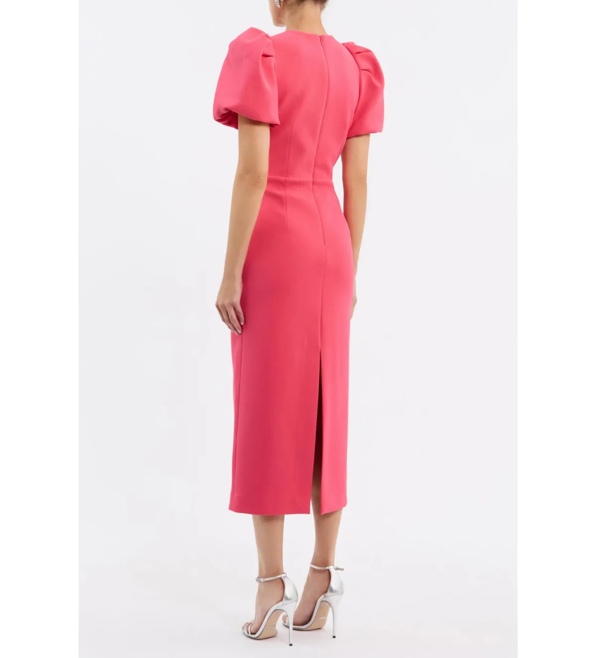 Rebecca Vallance Posey Puff Sleeve Midi Dress Pink Size 12 - Image 2
