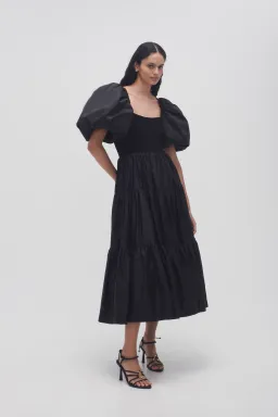 Aje Casa Puff Sleeve Midi Dress Black Size 16 for rent on The Volte - image 2