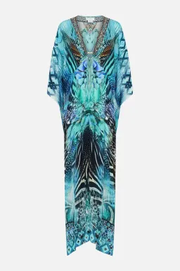 Camilla Azure Allure Split Sleeve Silk Kaftan With Hardware One Size for rent on The Volte - image 3