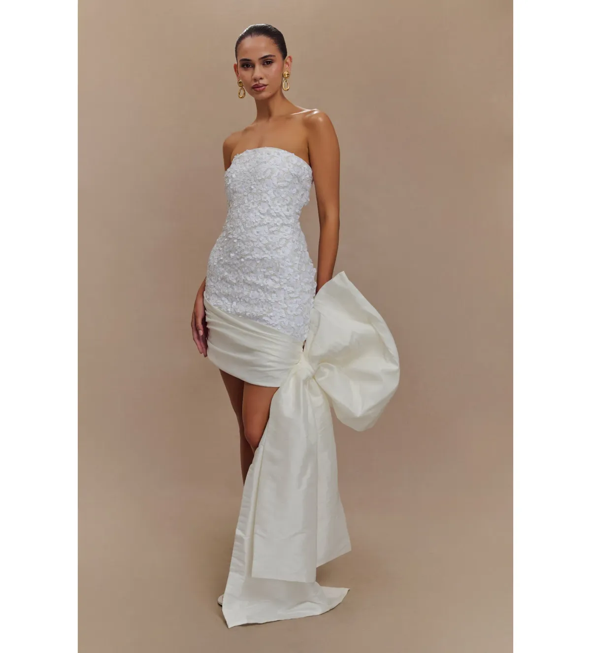 Meshki Franka Strapless Bow Mini Dress White Size 6 - Image 1