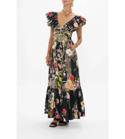 Camilla Frill Neck Dress Black/Floral Size 16  for rent on The Volte - image 1