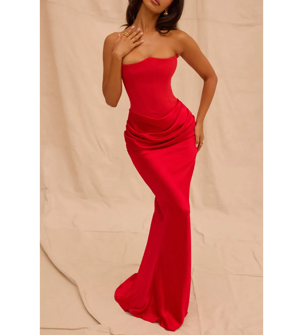 House of CB Persephone Strapless Corset Dress Red Size XS/AU 6 - Image 9