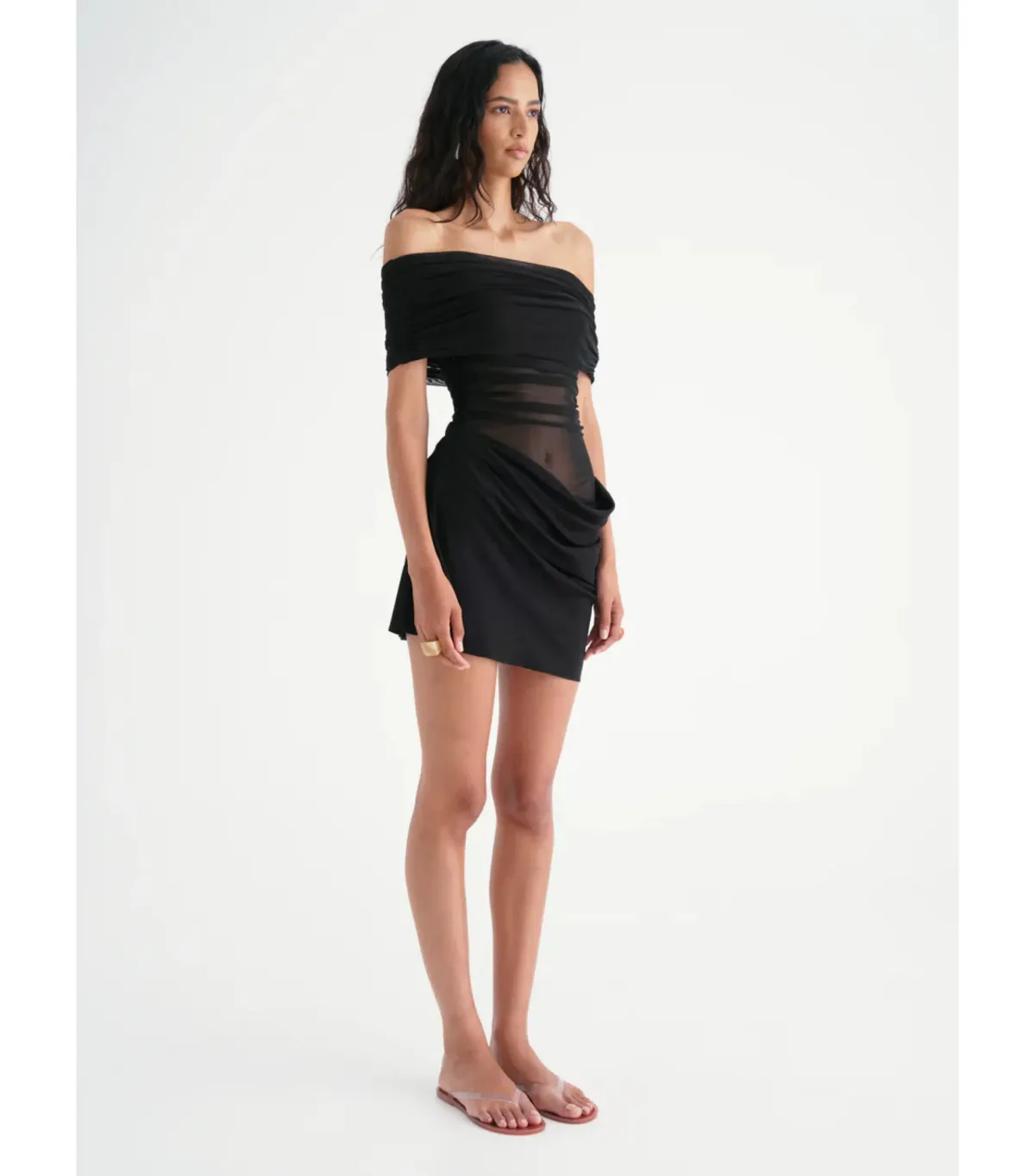 Benni Nico Off The Shoulder Mini Dress Black Size AU 14 - Image 2