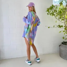 Something Very Special Happy High-biscus Shirt Dress Multi Size AU 10  for rent on The Volte - image 1