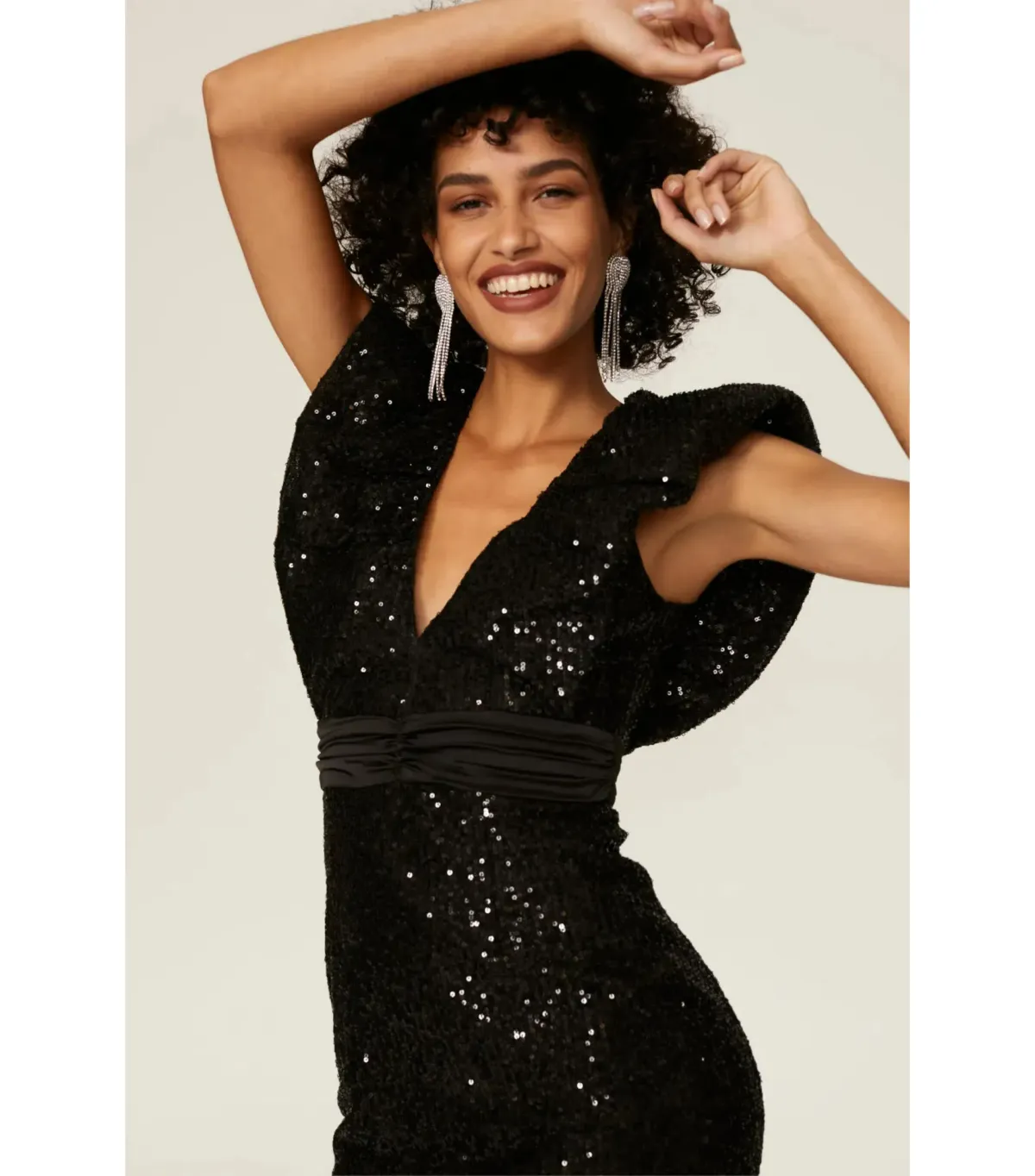 Elle Zeitoune Marla Sequin Mini Dress Black Size XS / AU 6 - Image 2