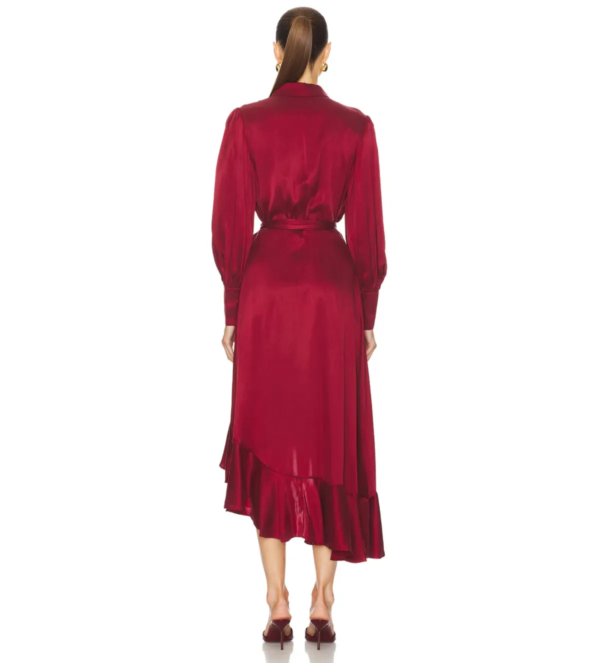 Zimmermann Silk Wrap Midi Dress in Burgundy Size 8 - Image 2