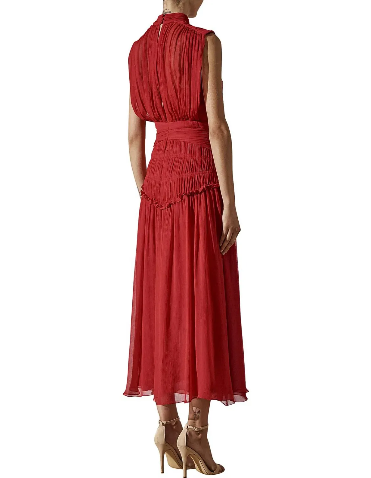 Shona Joy Leonie High Neck Midi Dress Scarlet Red Size 8 - Image 2