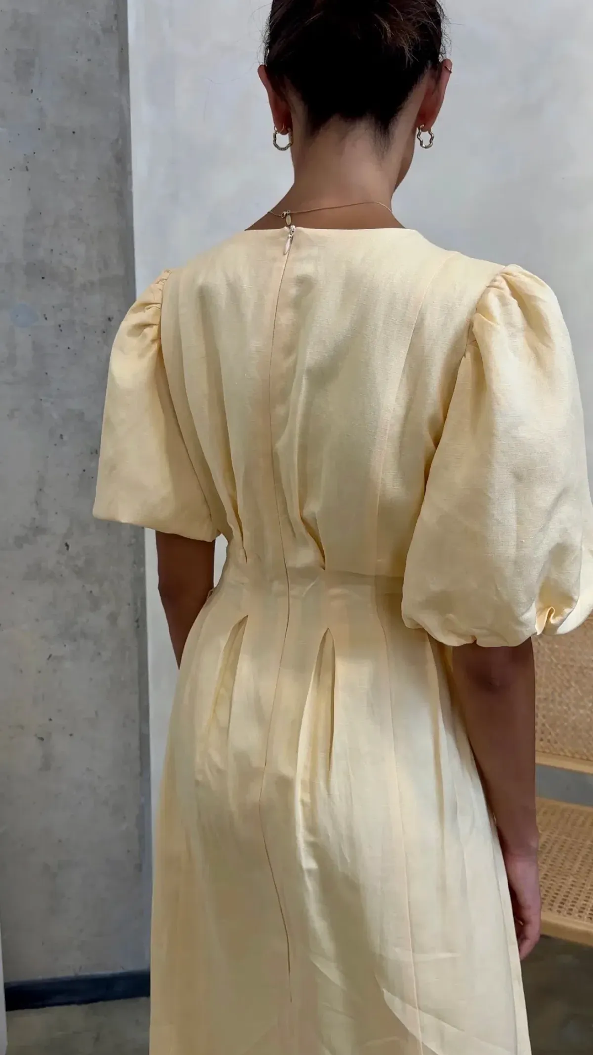 Modi Air Linen Maxi Dress Butter Yellow Size 12 - Image 3