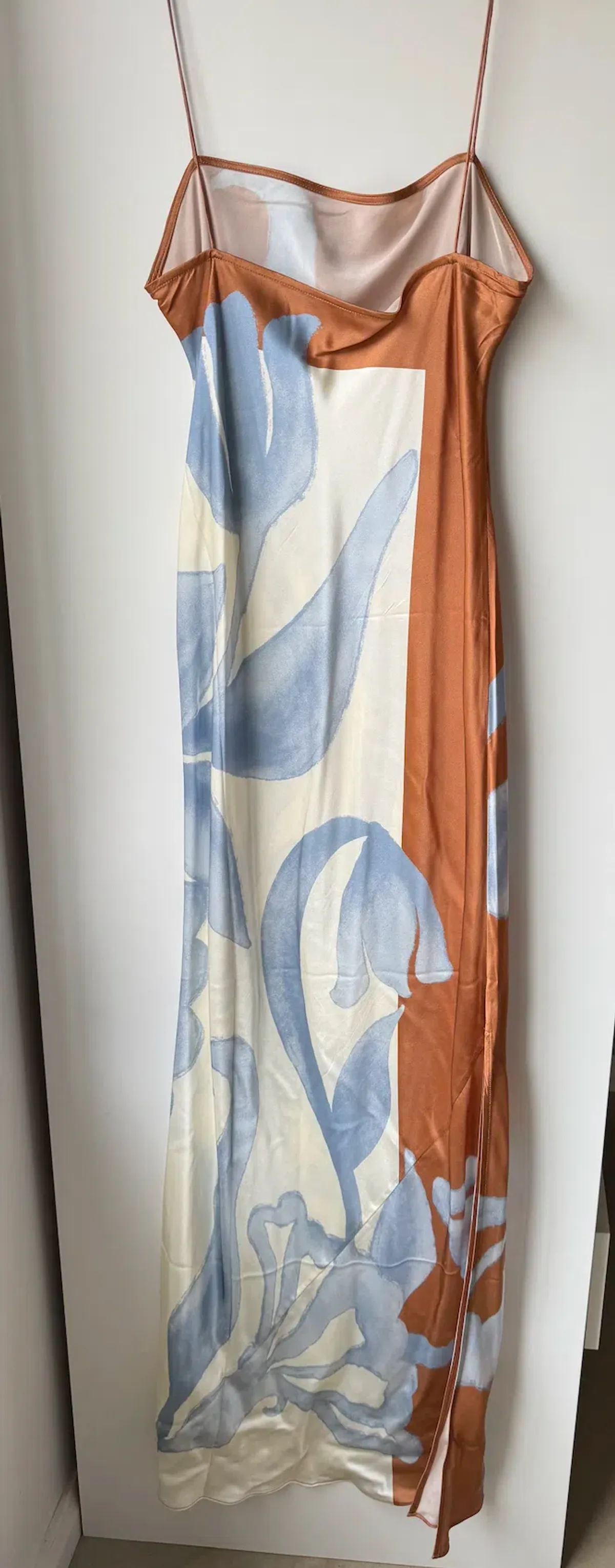 Sir the Label Sorrento Slip Dress Blue & Brown Sciarpa Print  Size 8 - Image 5