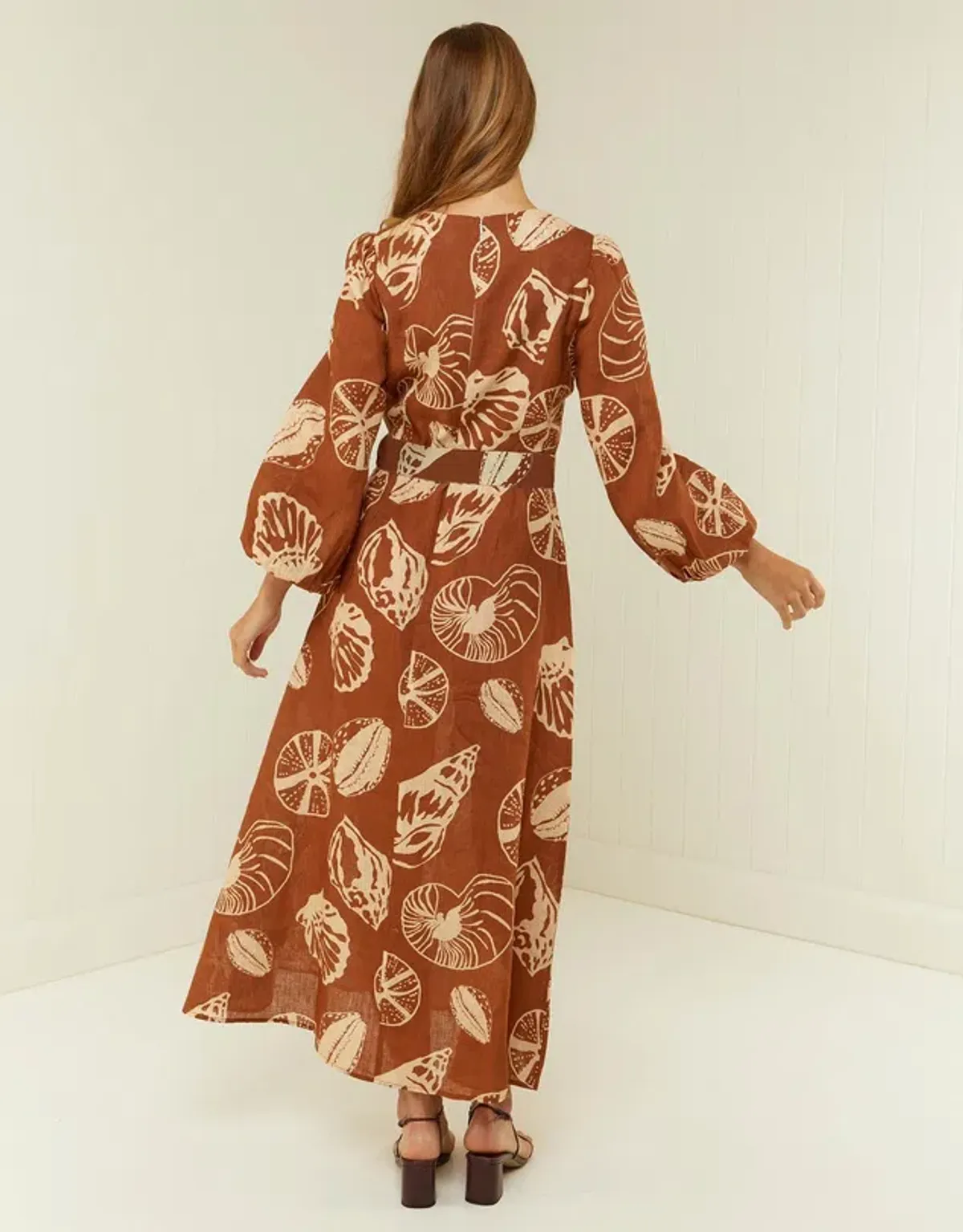 Palm Noosa Melrose Belted Long Sleeve Dress Brown Size 14 - Image 3