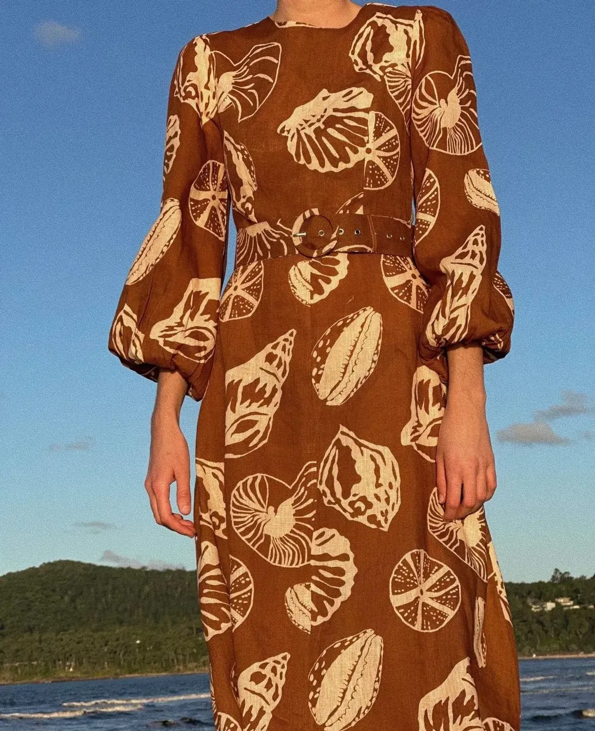 Palm Noosa Melrose Belted Long Sleeve Dress Brown Size 14 - Image 5