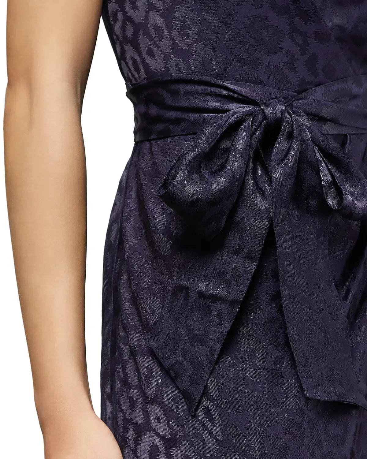 Ted Baker Zoeii Leopard Jacquard Asymmetric One Shoulder Dress Navy Size 5 / AU 16 - Image 2