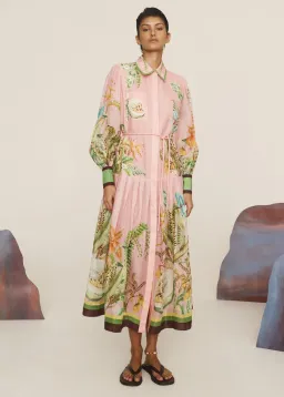 Alemais Papaya Shirt Dress Pink Print Size 10 for rent on The Volte - image 1