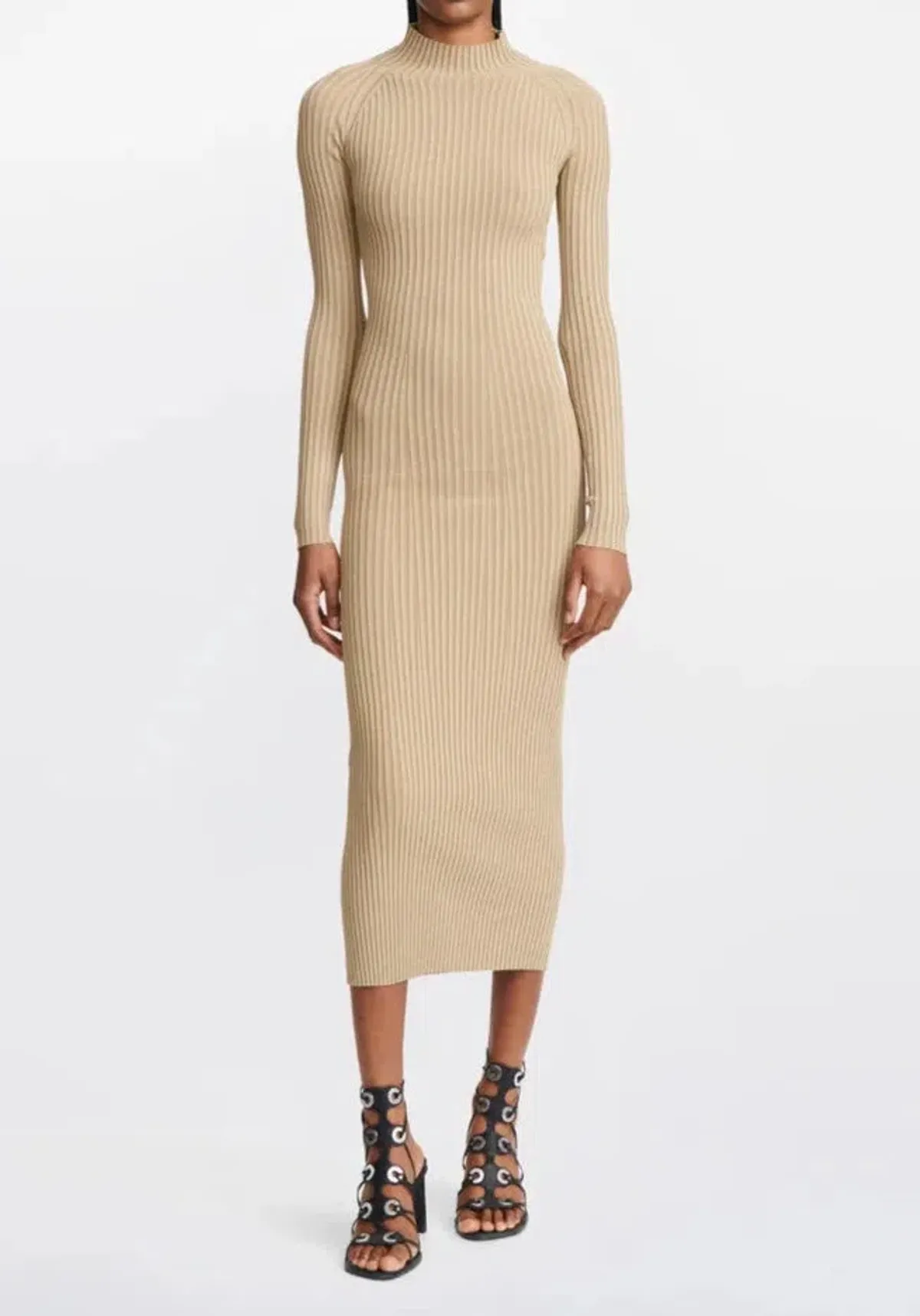 Dion Lee Stripe Rib Twist Midi Dress in Sahara Size M / AU 10 - Image 3