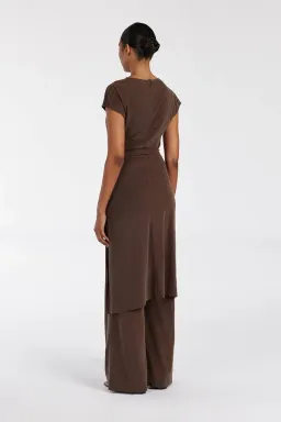 Dissh Rio Draped Tunic & Wide Leg Modal Pant Set Bitter Chocolate Size M / AU 10 for rent on The Volte - image 3