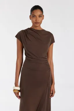 Dissh Rio Draped Tunic & Wide Leg Modal Pant Set Bitter Chocolate Size M / AU 10 for rent on The Volte - image 2