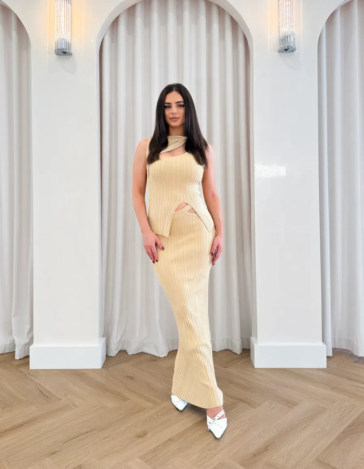 Henne The Romee Knit Top and Skirt Set in Gold Size S / AU 8 - Image 4