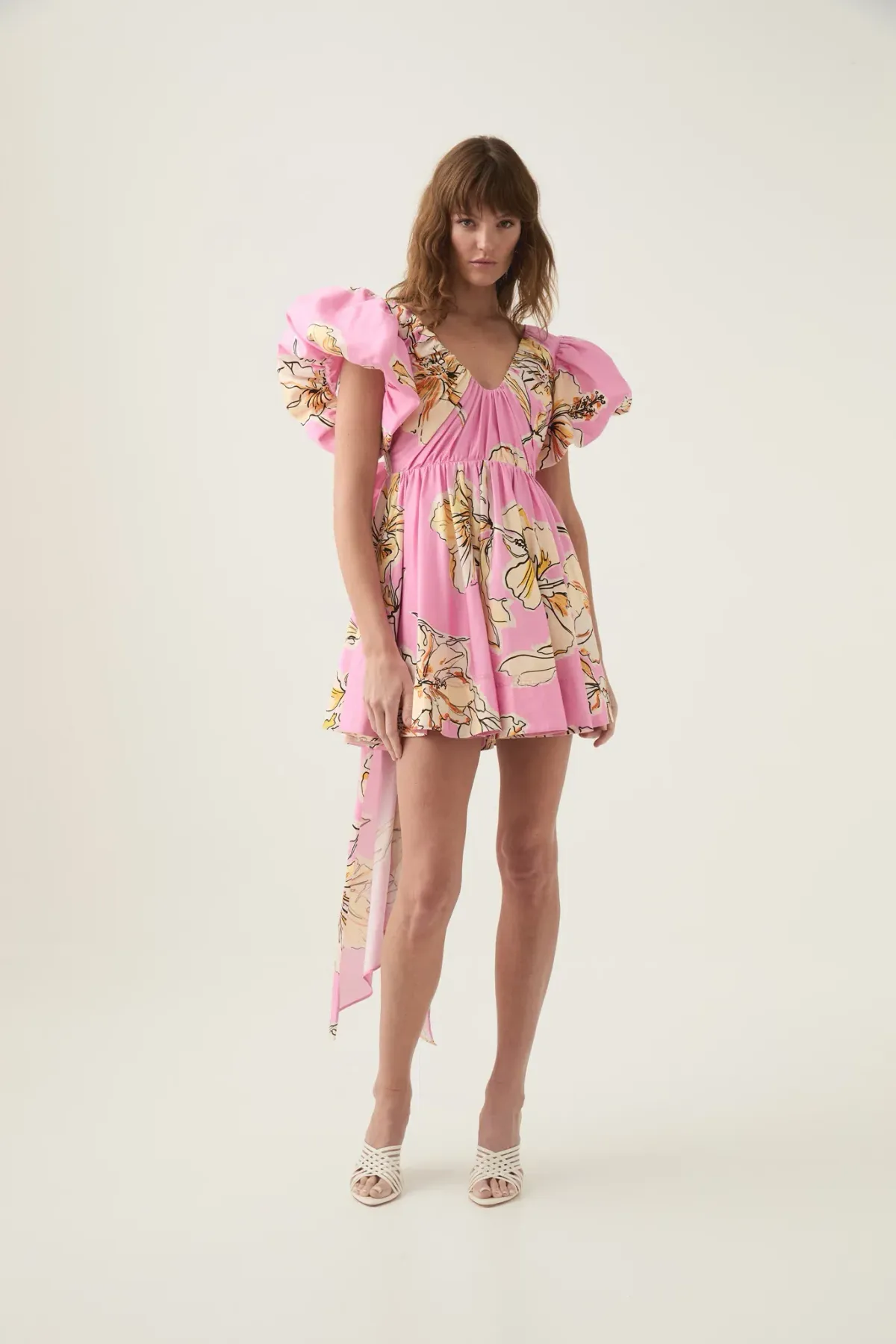 Aje Gretta Bow Back Mini Dress Pink Hibiscus Size AU 14 - Image 1