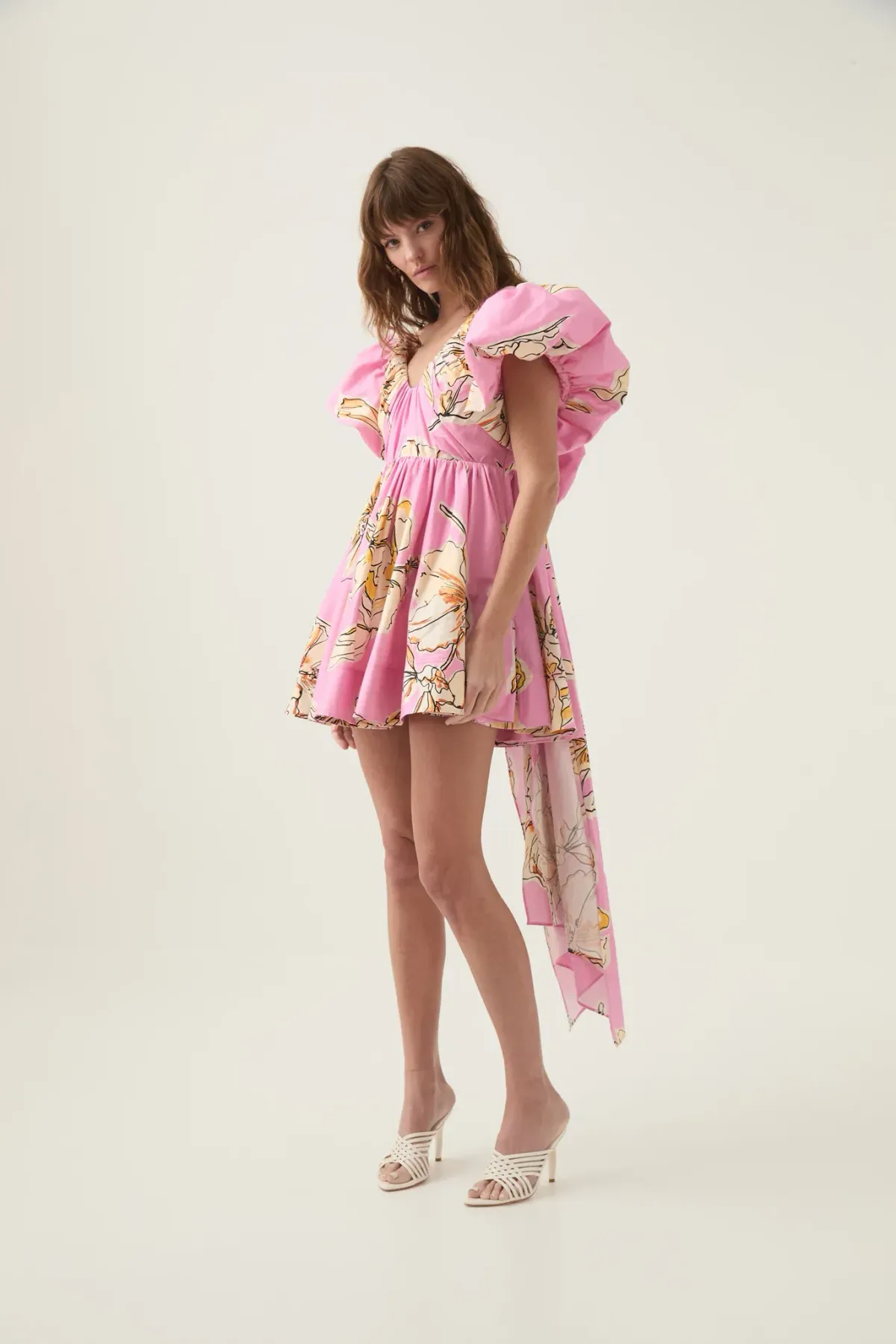 Aje Gretta Bow Back Mini Dress Pink Hibiscus Size AU 14 - Image 2